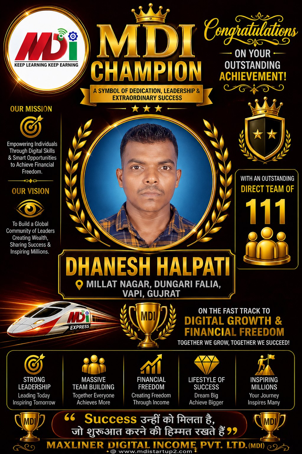 Dhanesh Halpati — MDI Champion