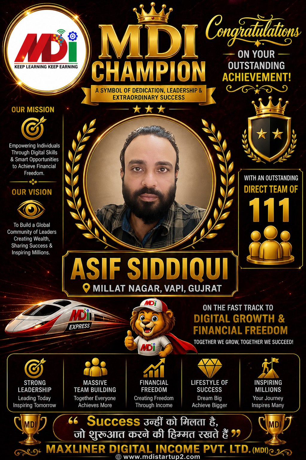 Asif Siddiqui — MDI Champion